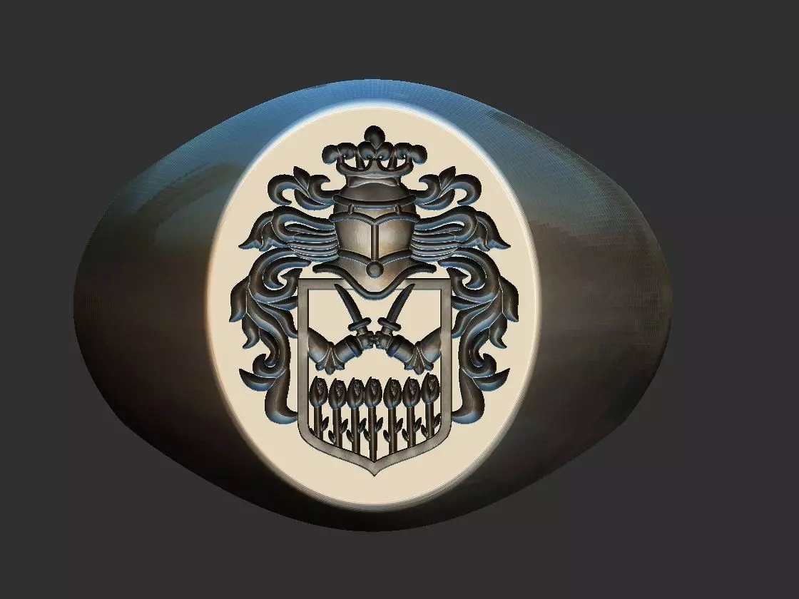 Coat of Arms Cinet Ring 3D print model_0