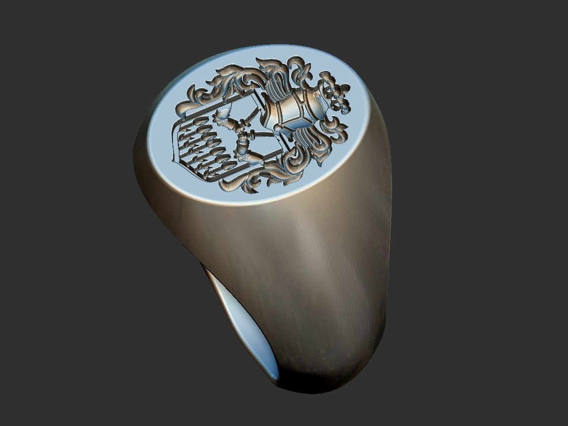 Coat of Arms Cinet Ring 3D print model_7