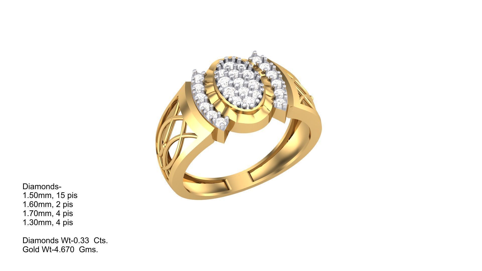 Mens Groom Gents Diamond Ring 3dm stl obj mtl 3mf glb 3D print model_3