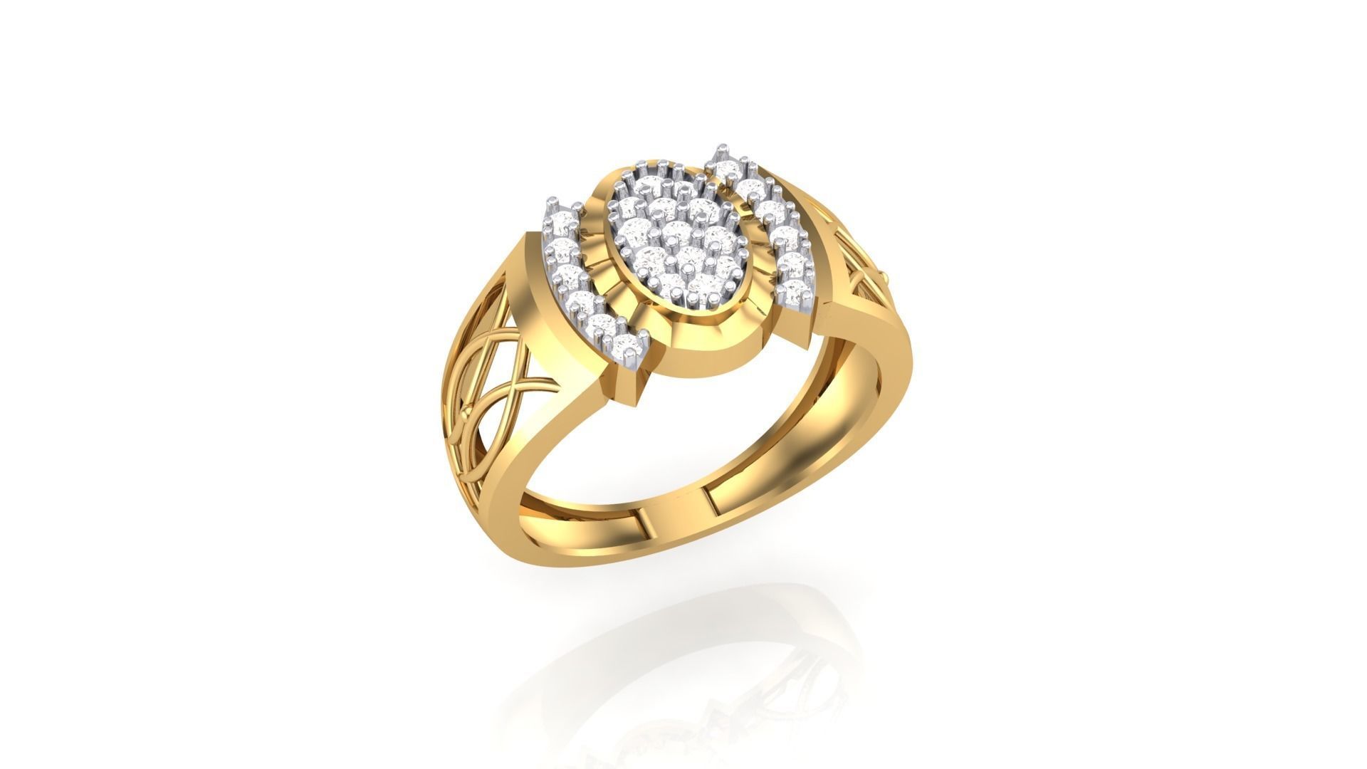 Mens Groom Gents Diamond Ring 3dm stl obj mtl 3mf glb 3D print model_2