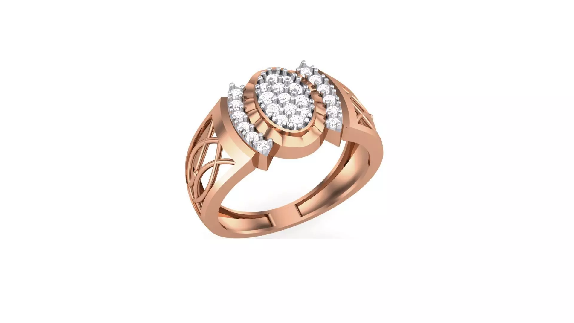 Mens Groom Gents Diamond Ring 3dm stl obj mtl 3mf glb 3D print model_0