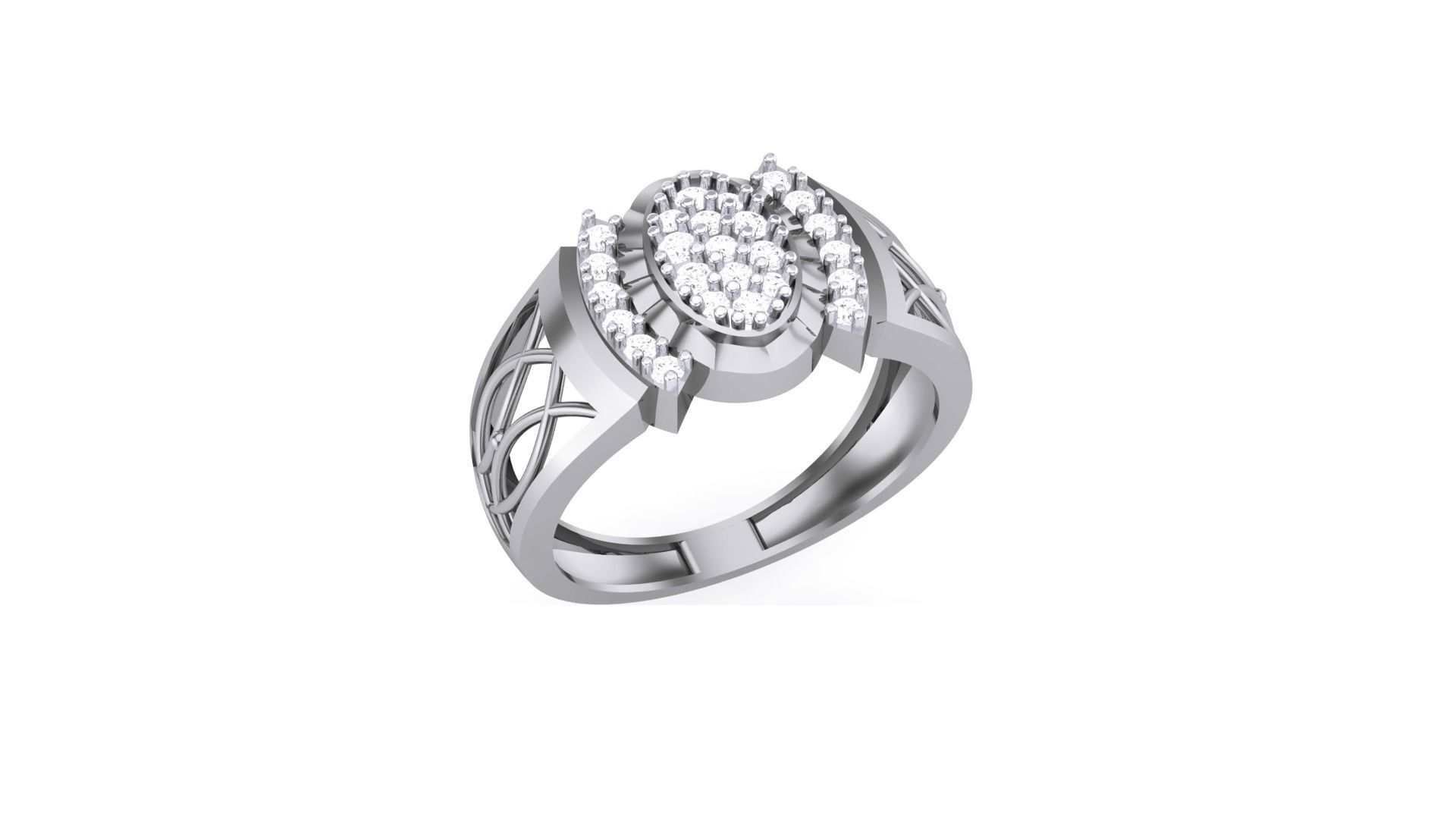 Mens Groom Gents Diamond Ring 3dm stl obj mtl 3mf glb 3D print model_1