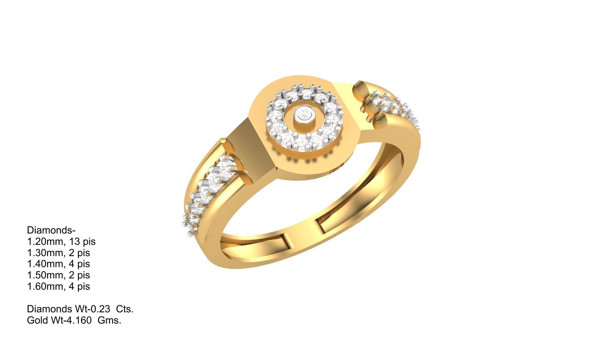 Mens Groom Gents Diamond Ring 3dm stl obj mtl 3mf glb 3D print model_2