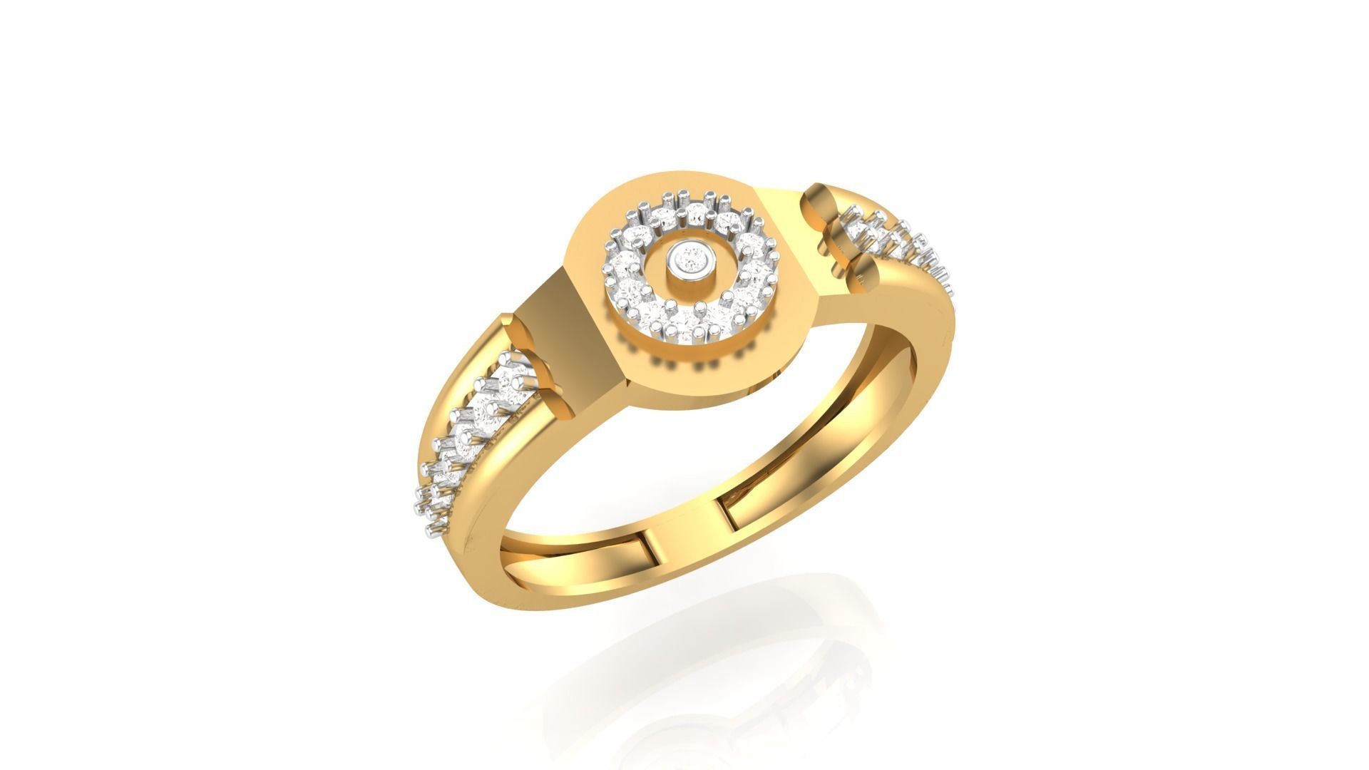 Mens Groom Gents Diamond Ring 3dm stl obj mtl 3mf glb 3D print model_1