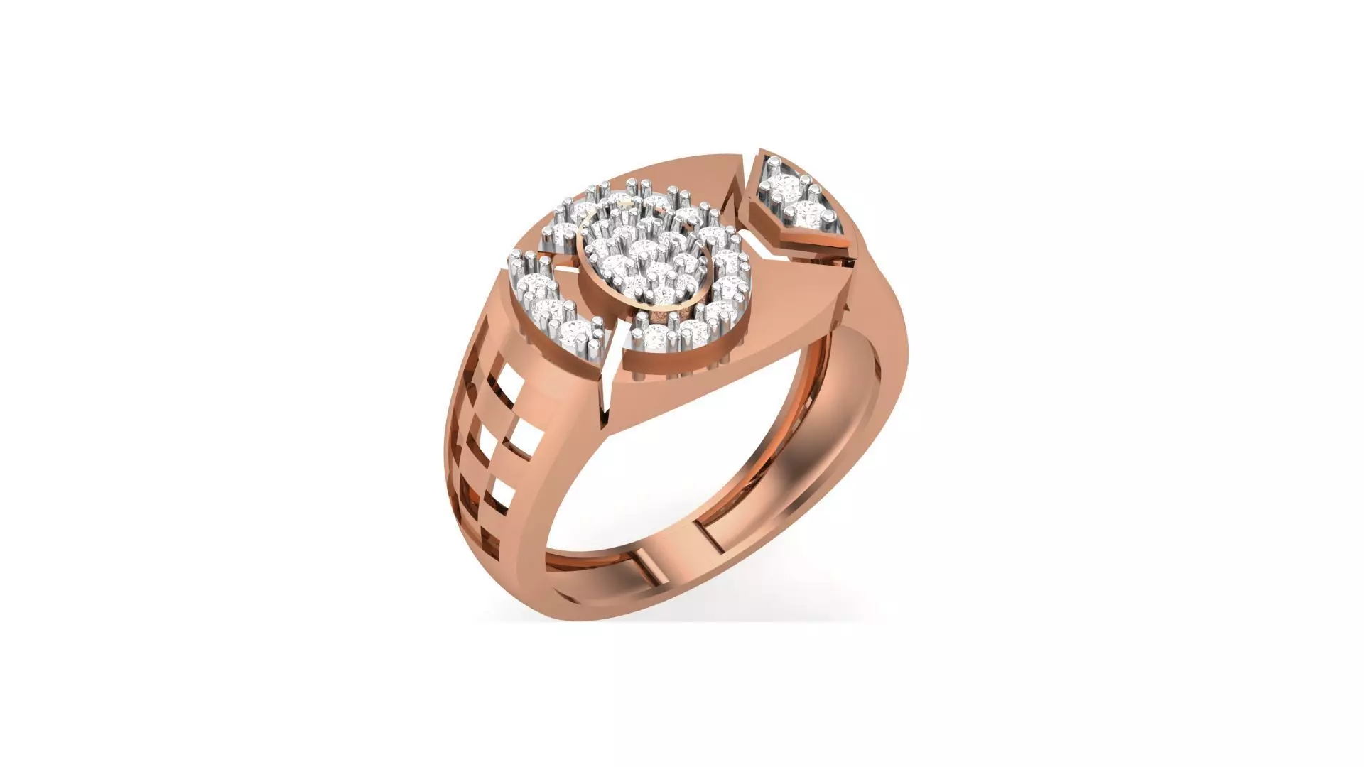 Mens Groom Gents Diamond Ring 3dm stl obj mtl 3mf glb 3D print model_0