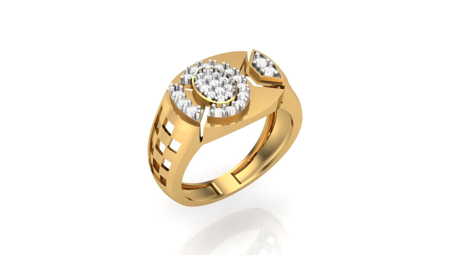 Mens Groom Gents Diamond Ring 3dm stl obj mtl 3mf glb 3D print model_2