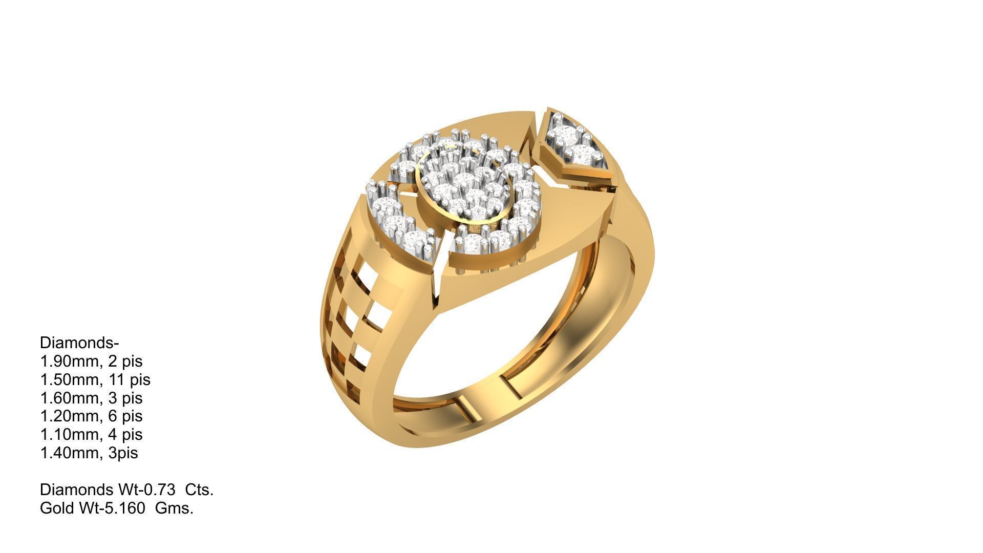 Mens Groom Gents Diamond Ring 3dm stl obj mtl 3mf glb 3D print model_3