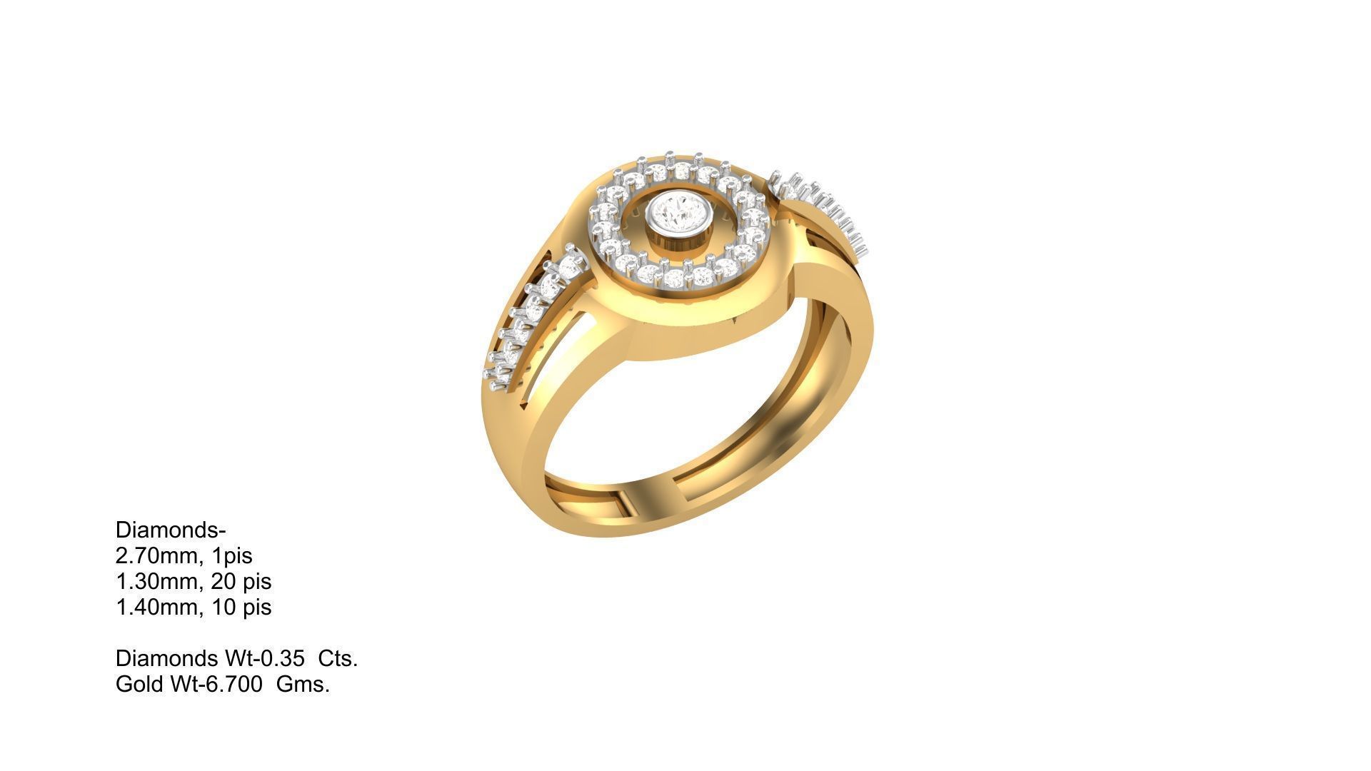 Mens Groom Gents Diamond Ring 3dm stl obj mtl 3mf glb 3D print model_3