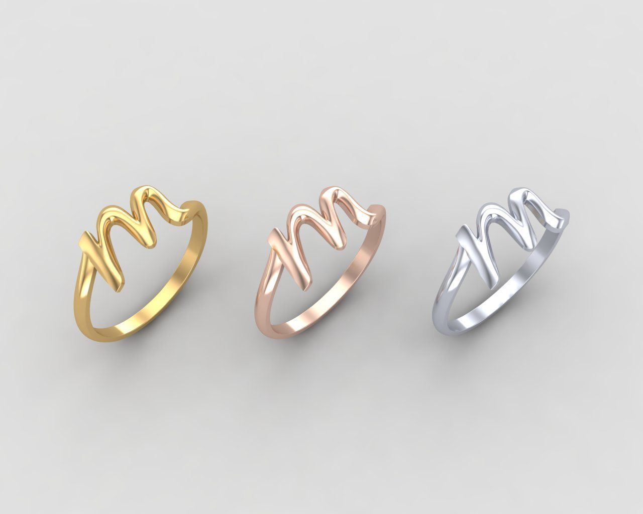 alphabet minimal M ring 82-MW 3D print model_7