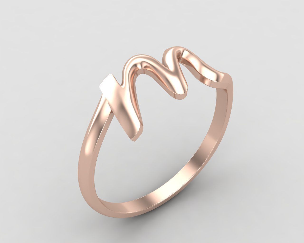 alphabet minimal M ring 82-MW 3D print model_3