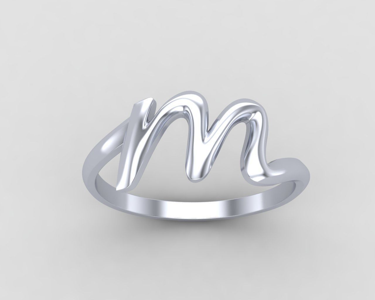 alphabet minimal M ring 82-MW 3D print model_9