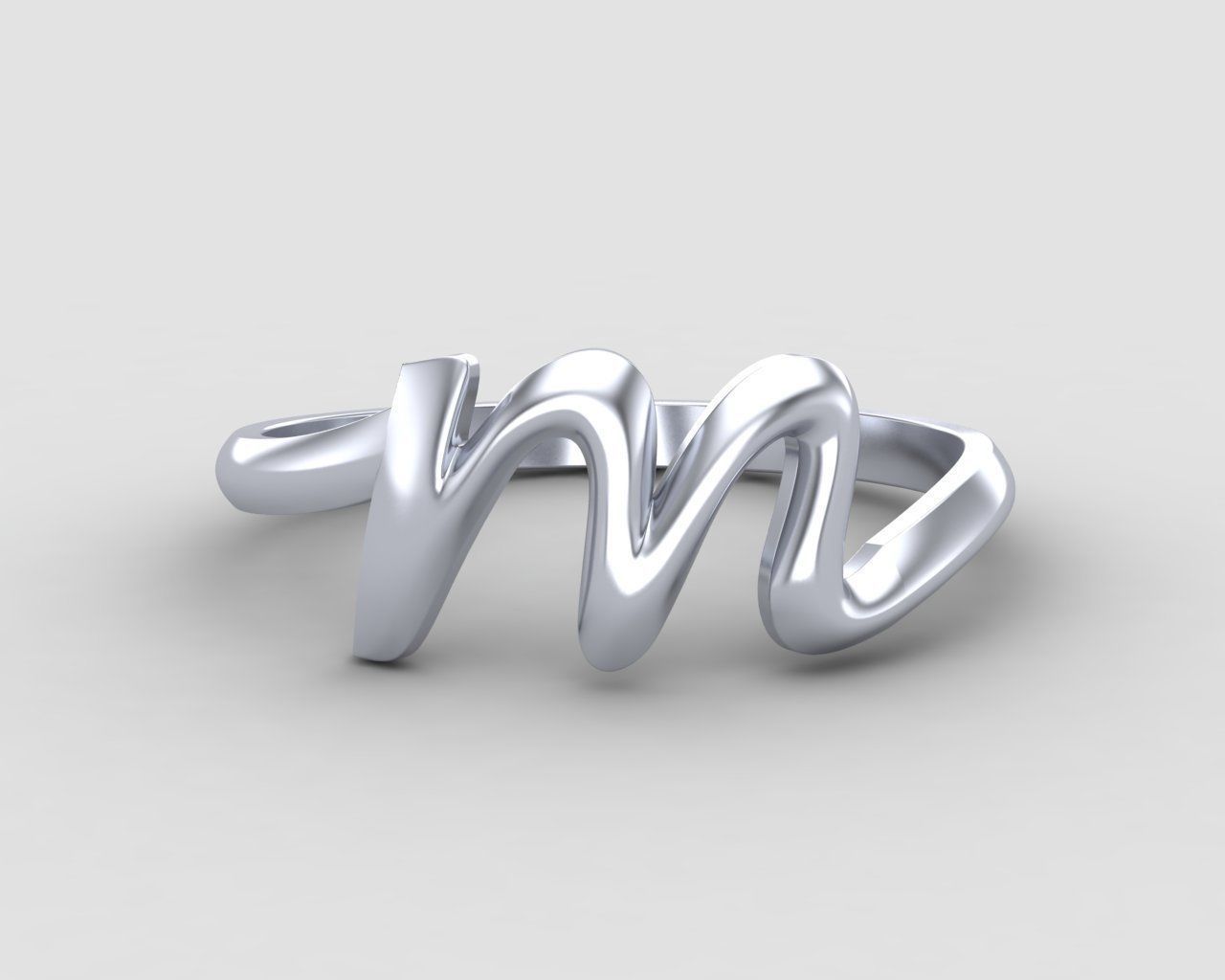 alphabet minimal M ring 82-MW 3D print model_8