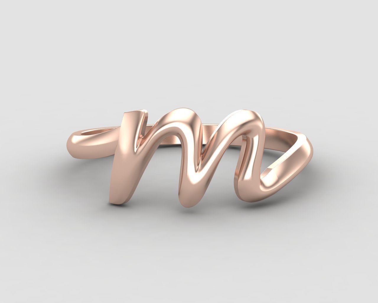 alphabet minimal M ring 82-MW 3D print model_5