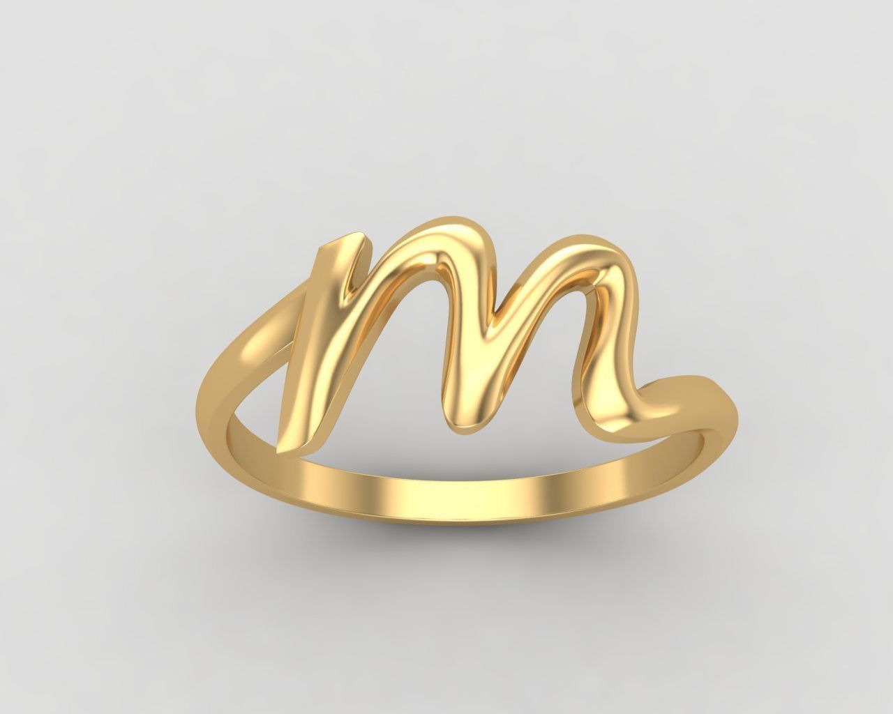 alphabet minimal M ring 82-MW 3D print model_11