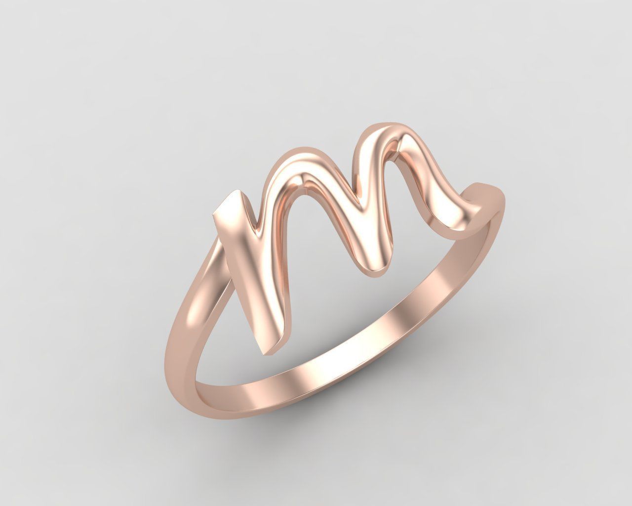 alphabet minimal M ring 82-MW 3D print model_4