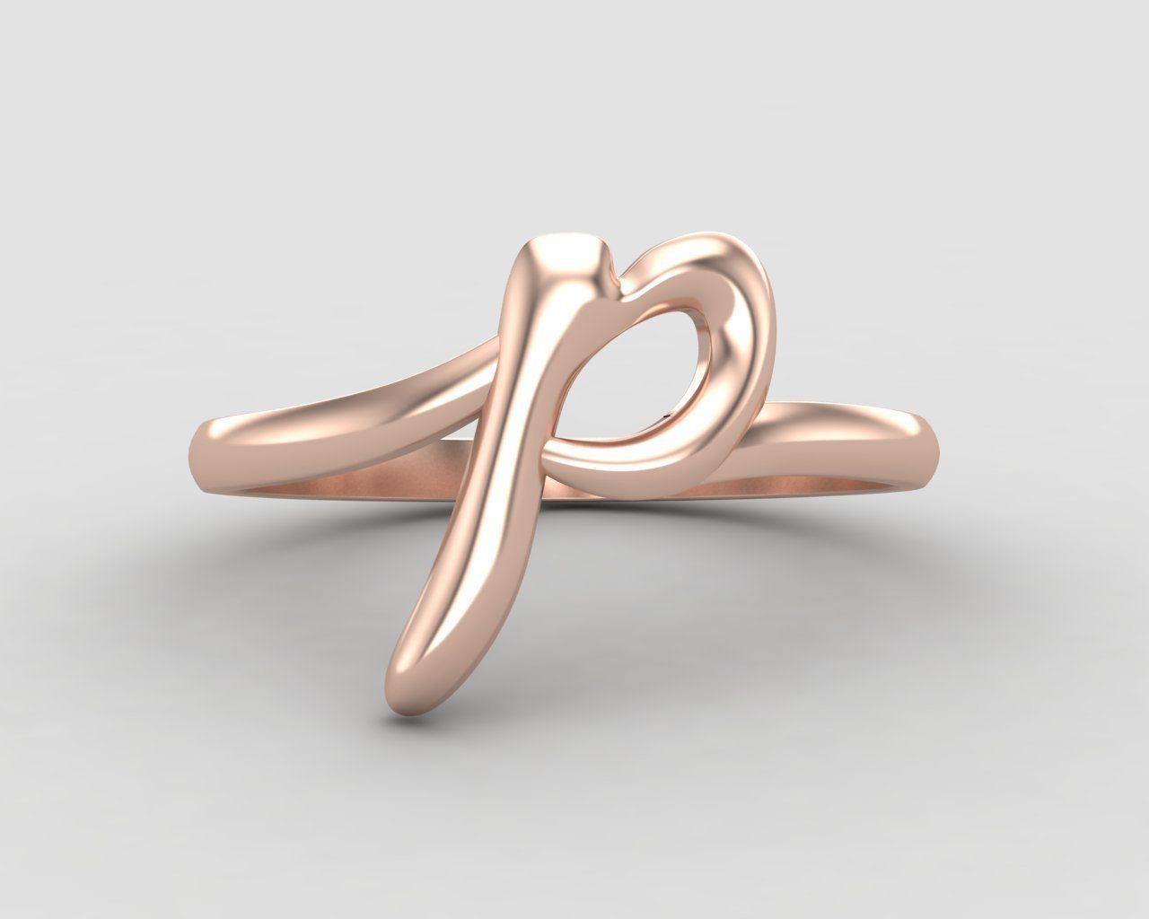alphabet minimal P ring 83-MW 3D print model_5
