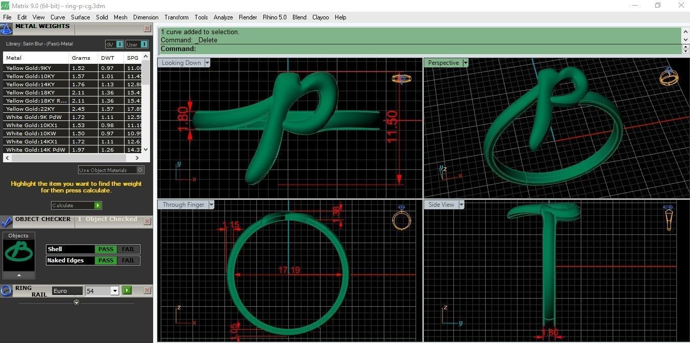 alphabet minimal P ring 83-MW 3D print model_2