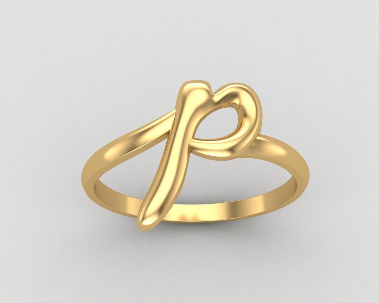 alphabet minimal P ring 83-MW 3D print model_11