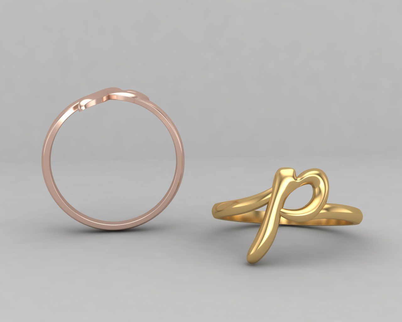 alphabet minimal P ring 83-MW 3D print model_1