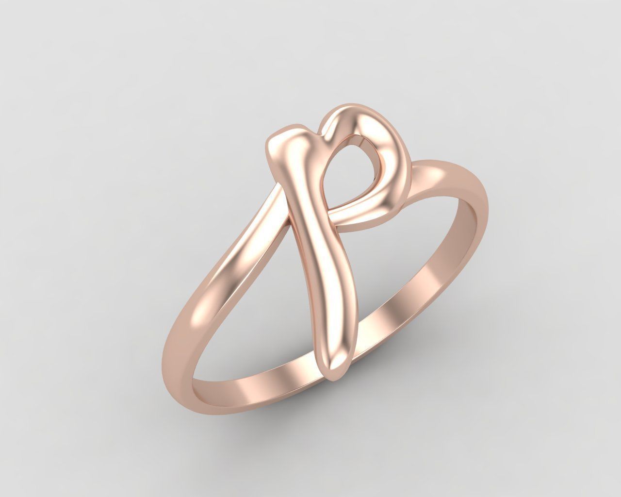 alphabet minimal P ring 83-MW 3D print model_4