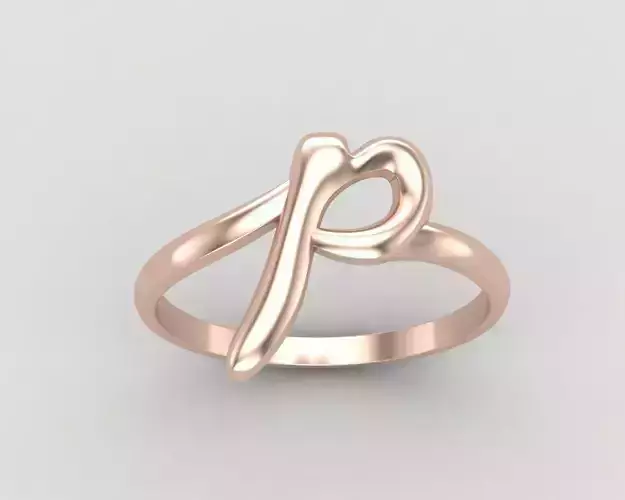 alphabet minimal P ring 83-MW 3D print model