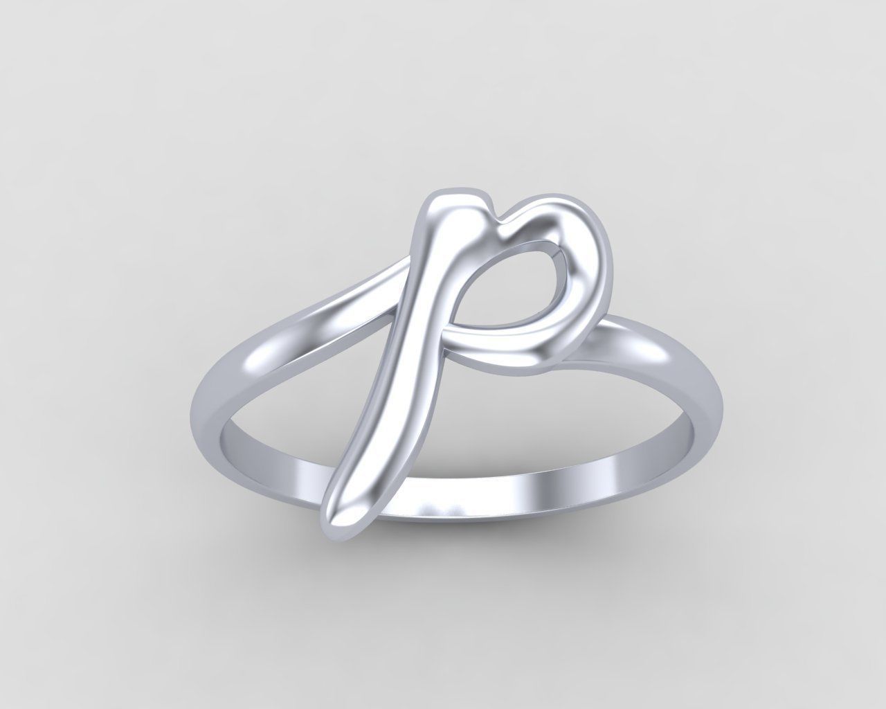 alphabet minimal P ring 83-MW 3D print model_9