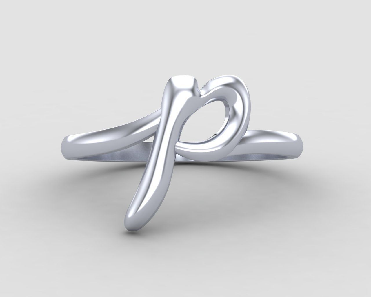 alphabet minimal P ring 83-MW 3D print model_8
