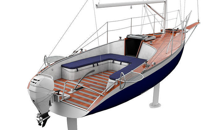 Small Sail Yacht Wooden 3D model