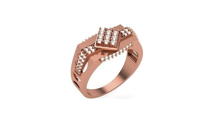 Mens Groom Gents Diamond Ring 3dm stl obj mtl 3mf glb 3D print model