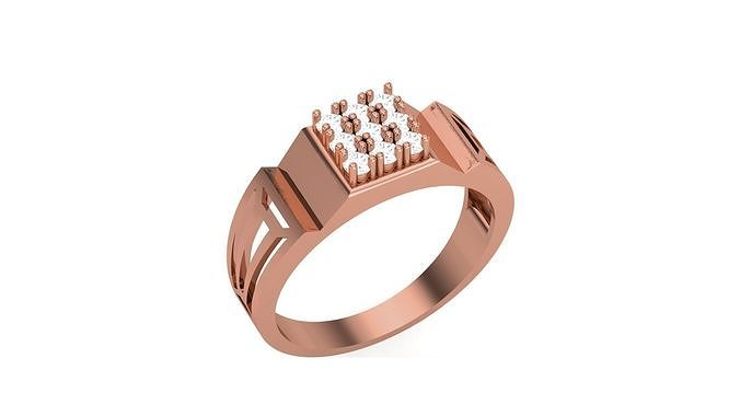 Mens Groom Gents Diamond Ring 3dm stl obj mtl 3mf glb 3D print model