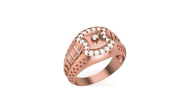 Mens Groom Gents Diamond Ring 3dm stl obj mtl 3mf glb 3D print model