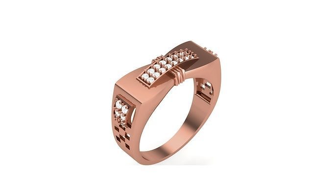 Mens Groom Gents Diamond Ring 3dm stl obj mtl 3mf glb 3D print model
