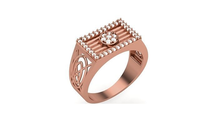 Mens Groom Gents Diamond Ring 3dm stl obj mtl 3mf glb 3D print model