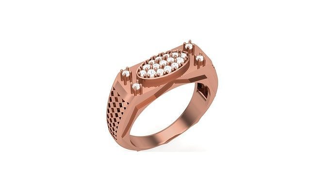 Mens Groom Gents Diamond Ring 3dm stl obj mtl 3mf glb 3D print model