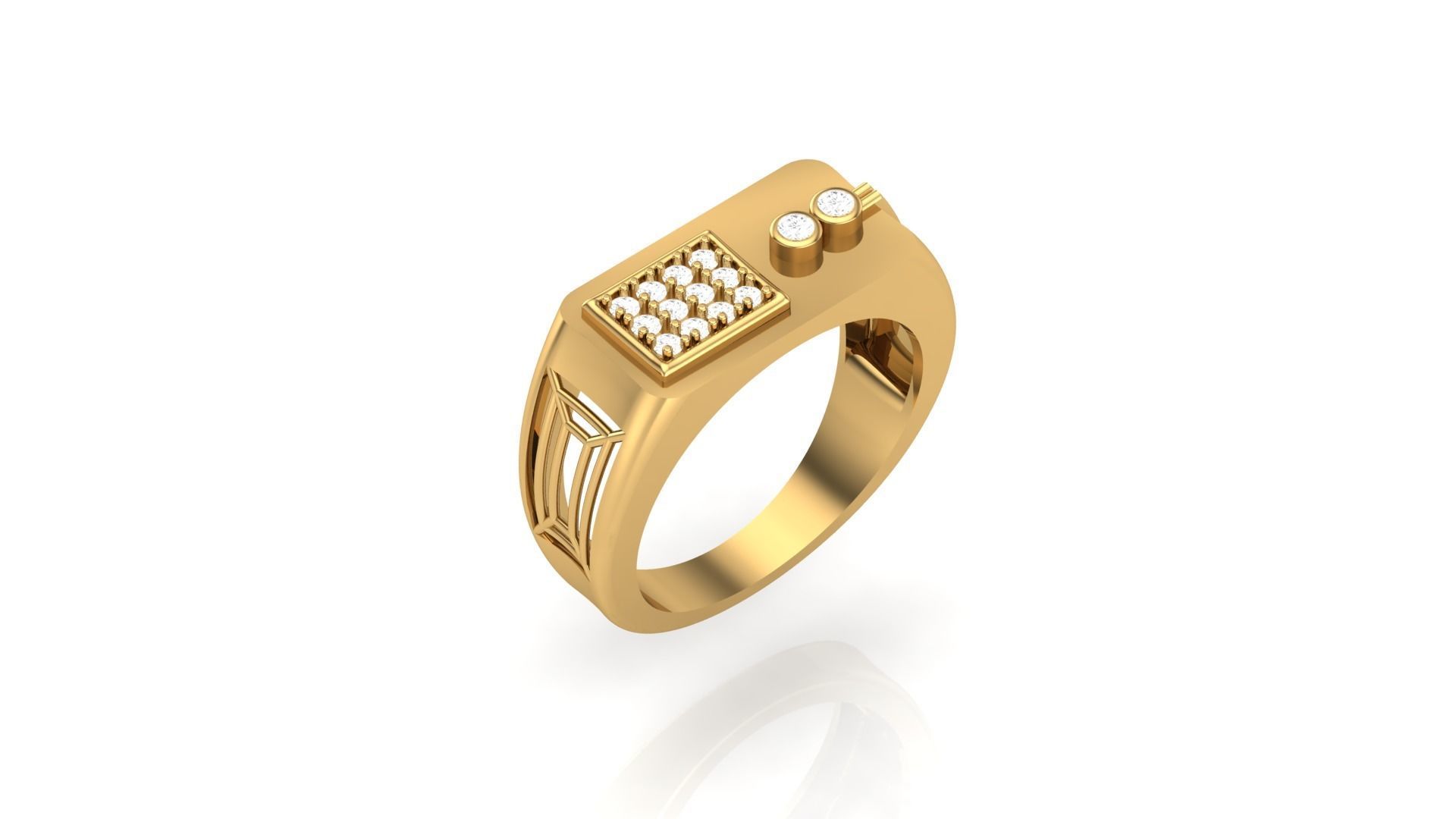 Mens Groom Gents Diamond Ring 3dm stl obj mtl 3mf glb 3D print model_2