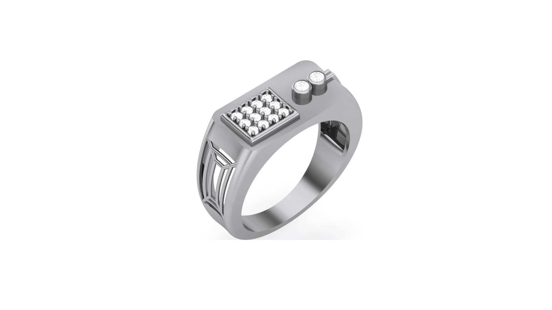 Mens Groom Gents Diamond Ring 3dm stl obj mtl 3mf glb 3D print model_1