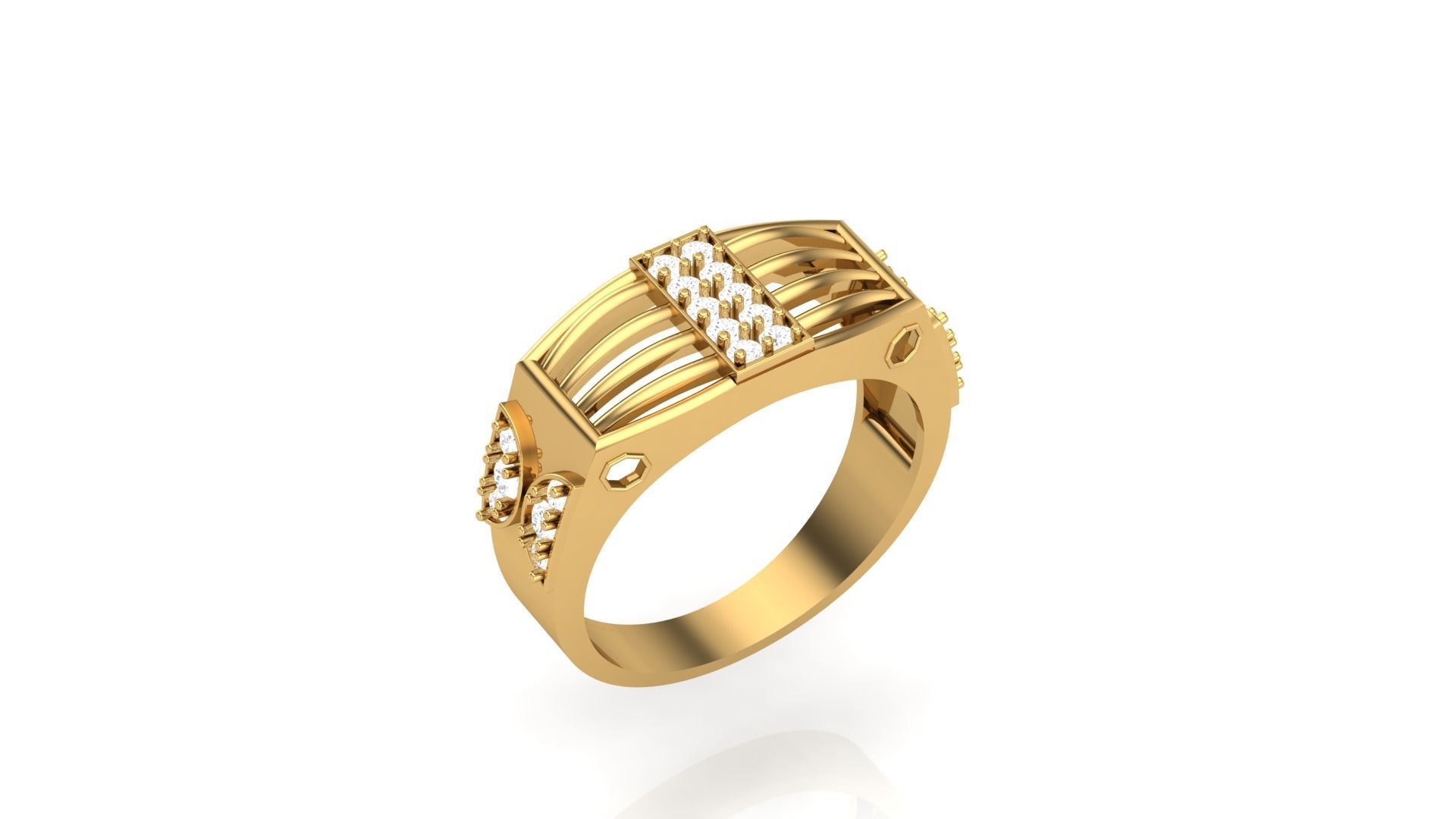 Mens Groom Gents Diamond Ring 3dm stl obj mtl 3mf glb 3D print model_2