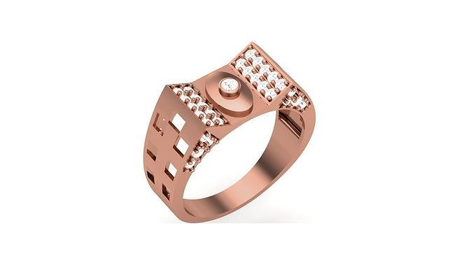 Mens Groom Gents Diamond Ring 3dm stl obj mtl 3mf glb 3D print model