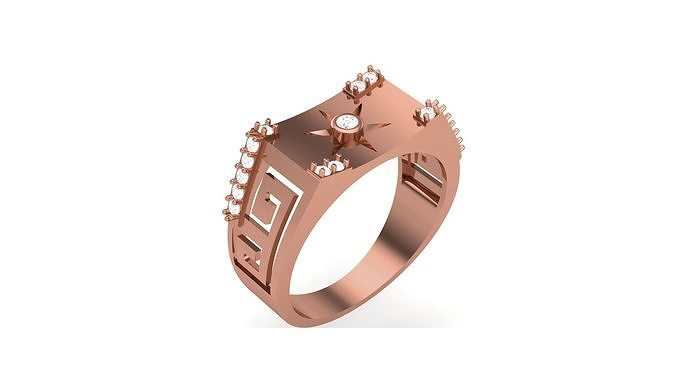 Mens Groom Gents Diamond Ring 3dm stl obj mtl 3mf glb 3D print model