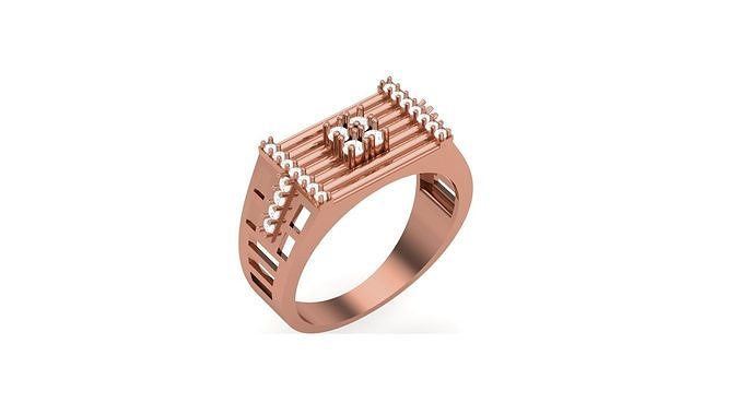 Mens Groom Gents Diamond Ring 3dm stl obj mtl 3mf glb 3D print model