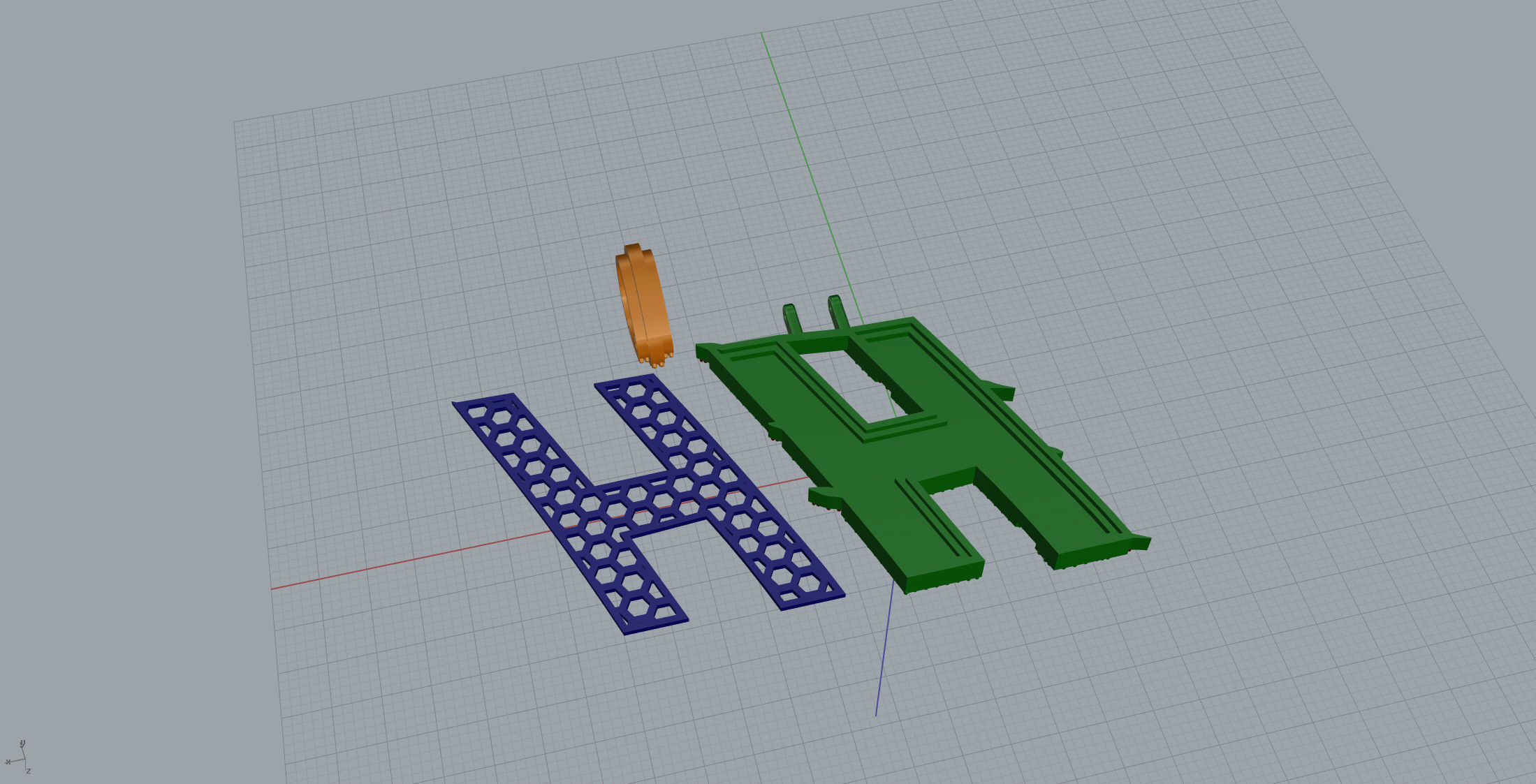 Claw Font H 3D print model_3