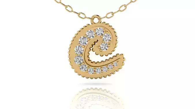 Alphabet Andala Beads Diamond Letter Pendant C