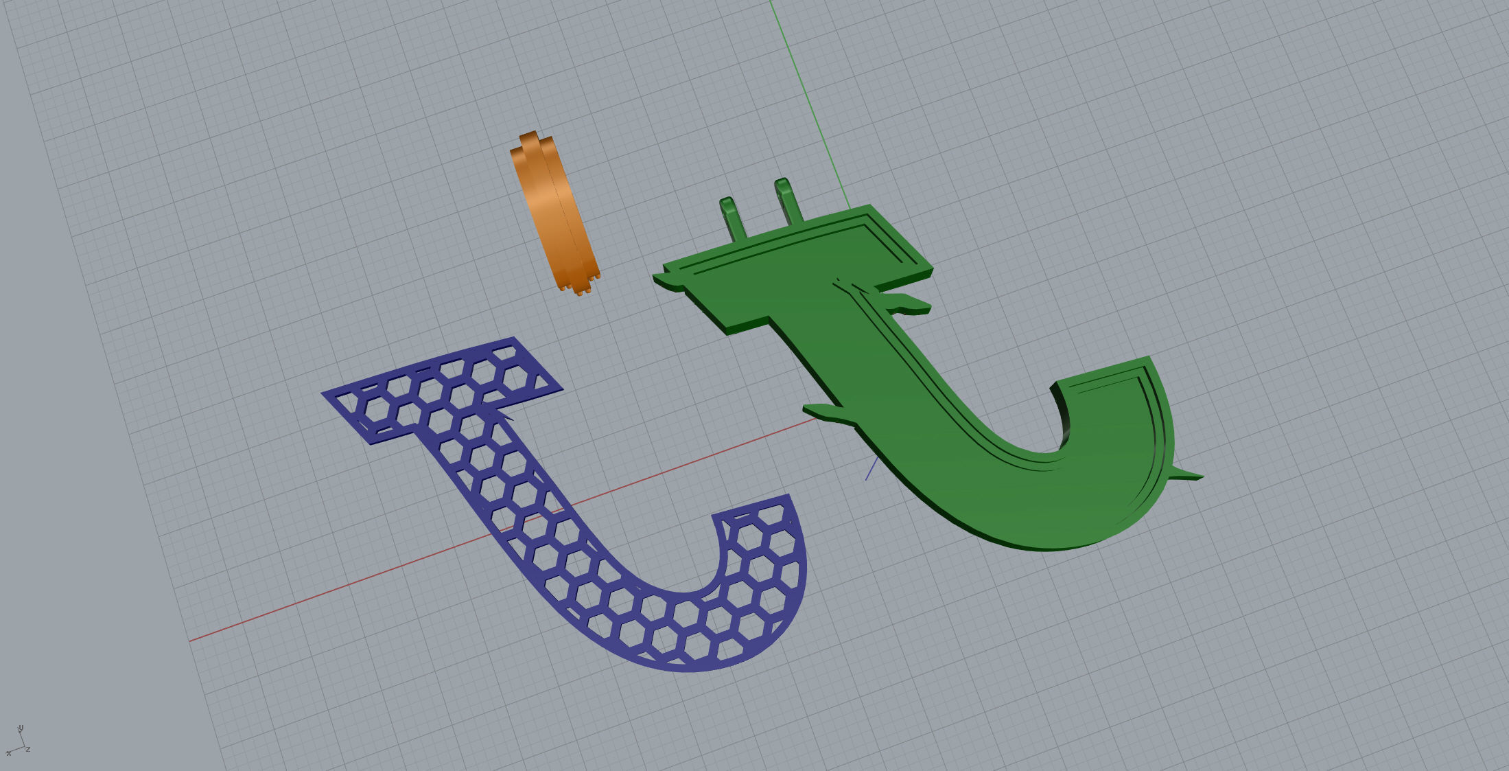 Claw Font J 3D print model_11