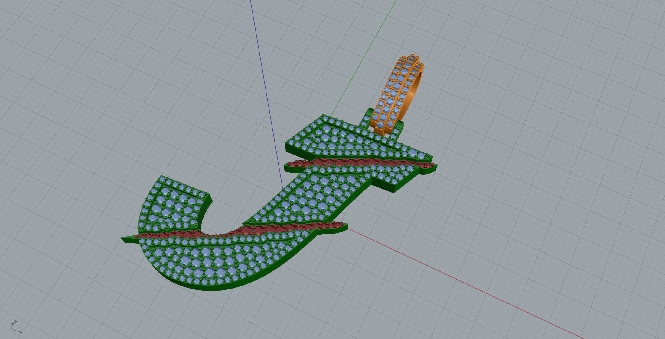 Claw Font J 3D print model_7