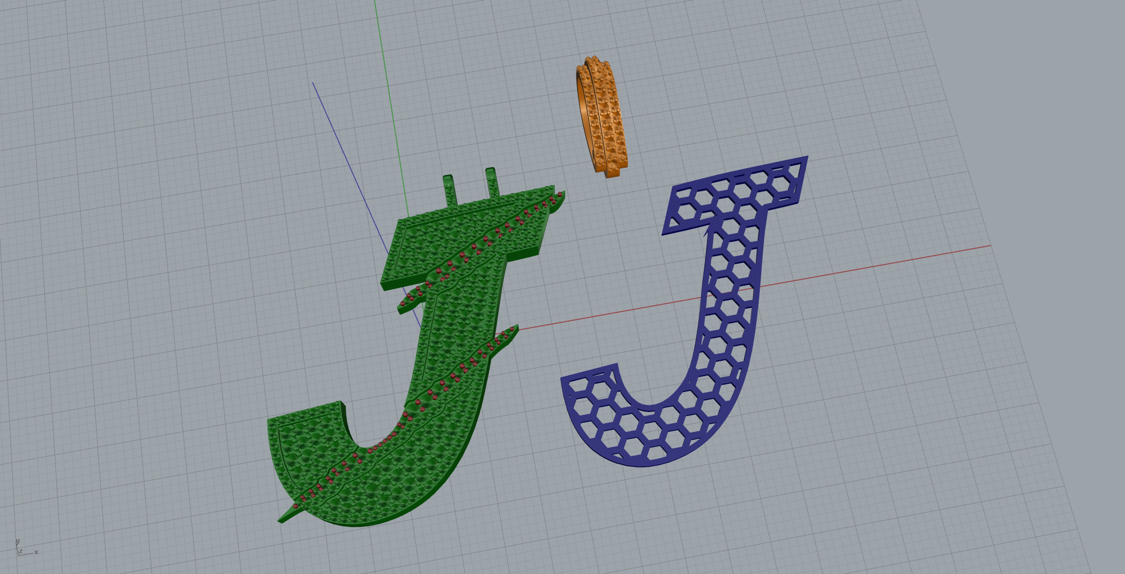 Claw Font J 3D print model_10