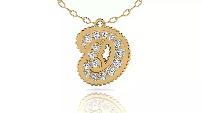 Alphabet Andala Beads Diamond Letter Pendant D