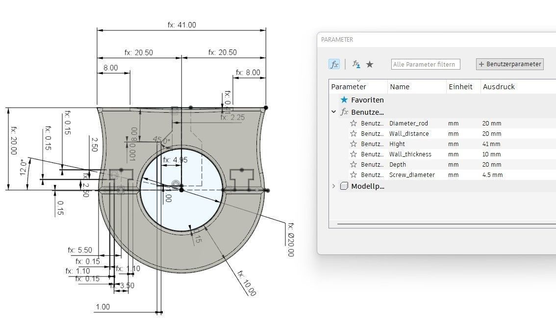 Rod holder Tube holder parametric incl original Fusion360 file 3D print model_2