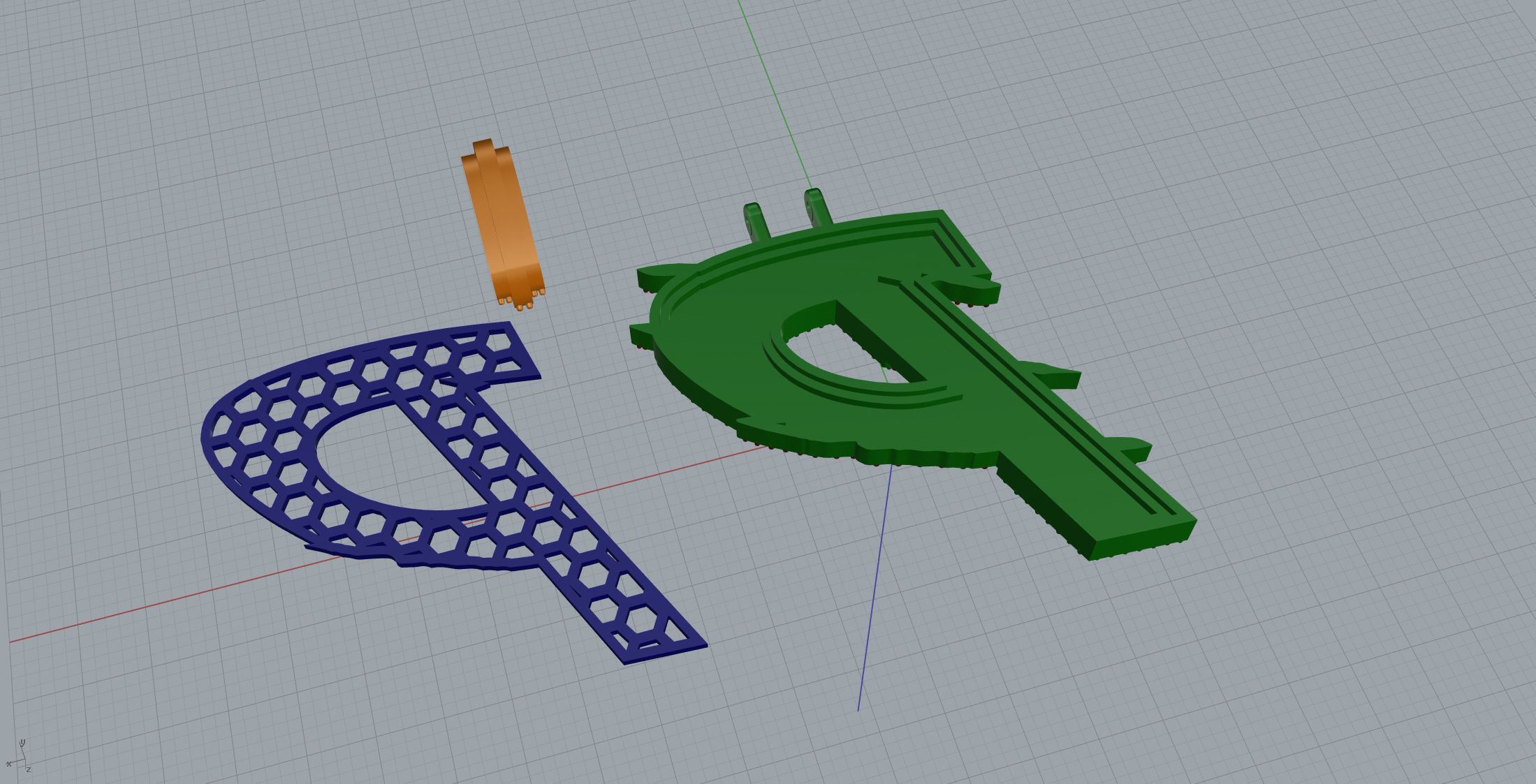Claw Font P 3D print model_11