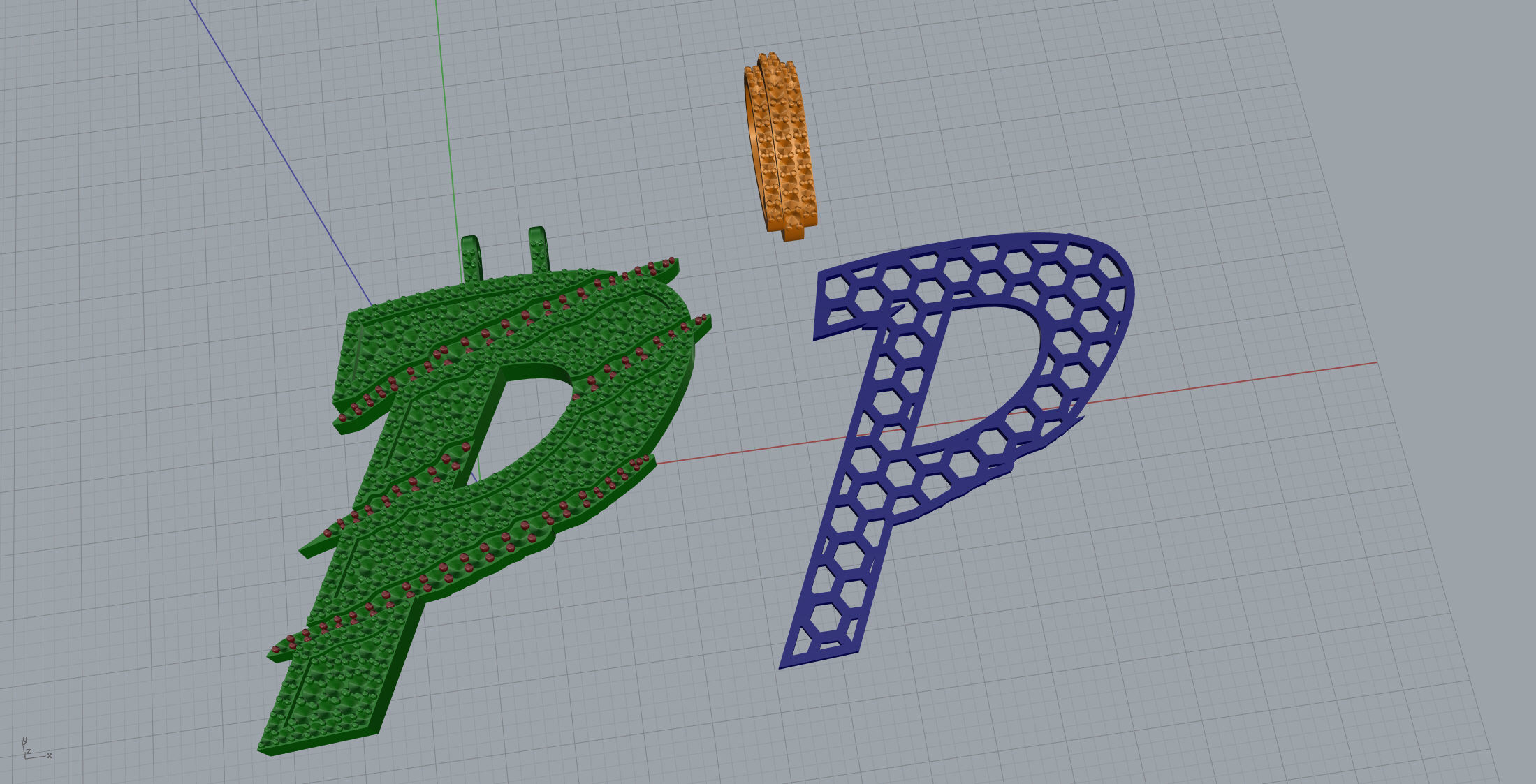 Claw Font P 3D print model_10