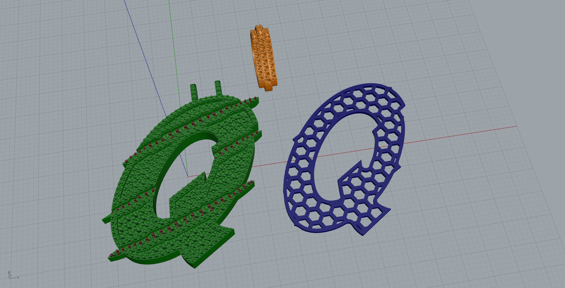 Claw Font Q 3D print model_10